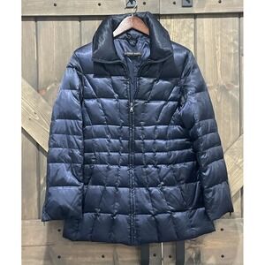 Andrew‎ Marc Down Puffer Jacket Coat Shiny Navy Women's Size Medium